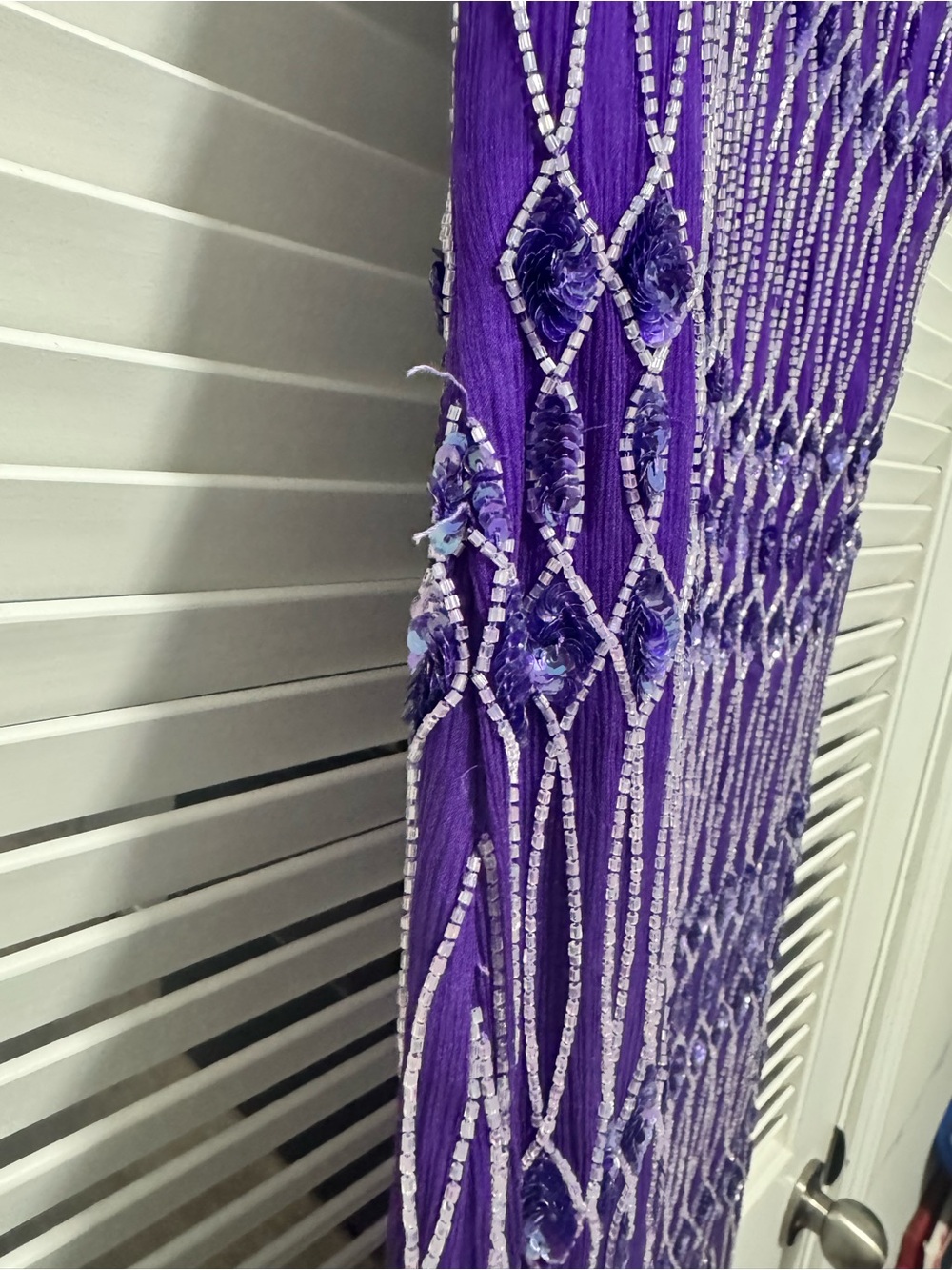 Vintage Scala Beaded 100% Silk Purple Dress - Picture 9 of 9
